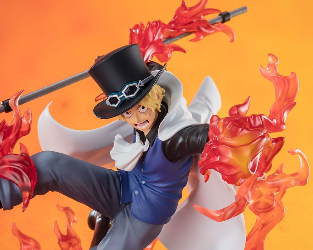 Sabo From One Piece with fire, High quality, Fast shipping. Official Banpresto Front Close profile