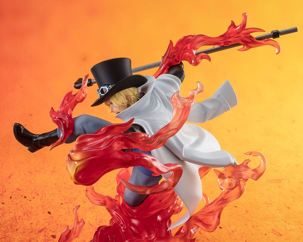 Sabo From One Piece with fire, High quality, Fast shipping. Official Banpresto Side profile