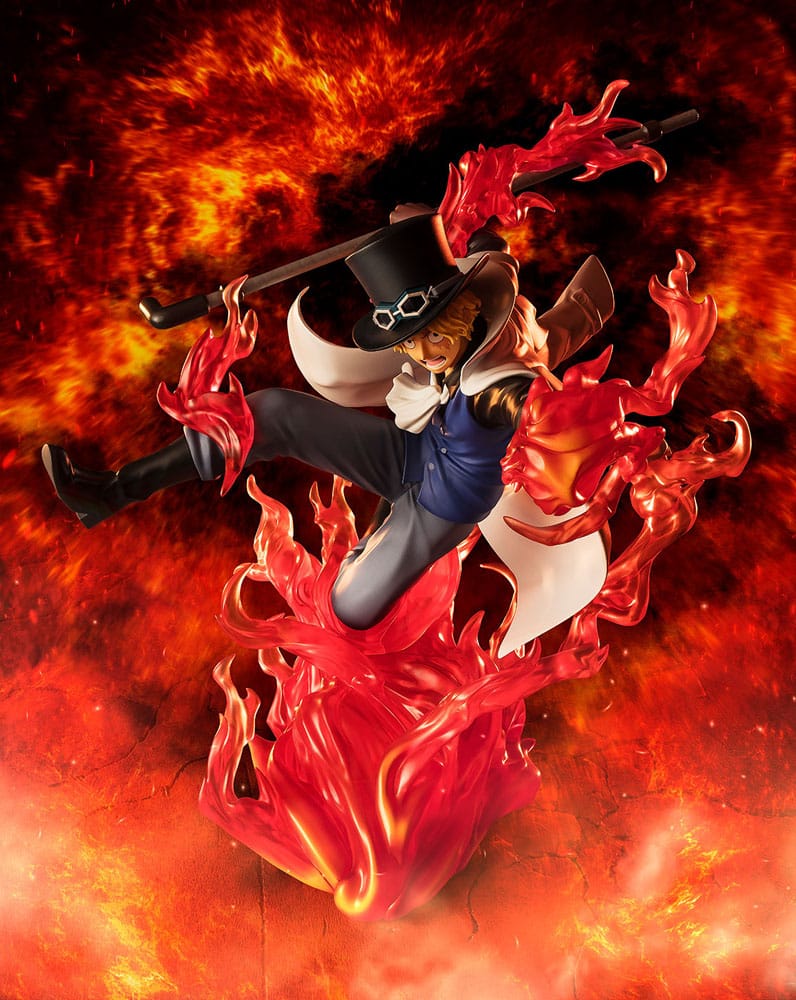 Sabo From One Piece with fire, High quality, Fast shipping. Official Banpresto Front Profile with fire